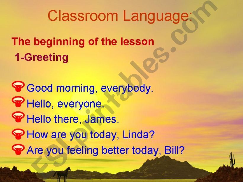 Classroom Language: The beginning of the lesson