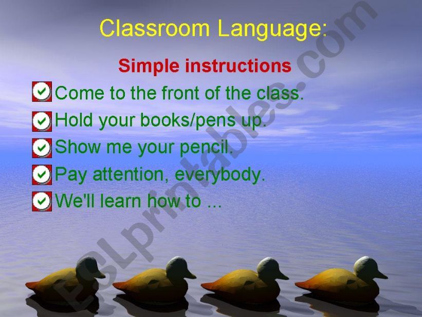Classroom Language:Simple instructions 