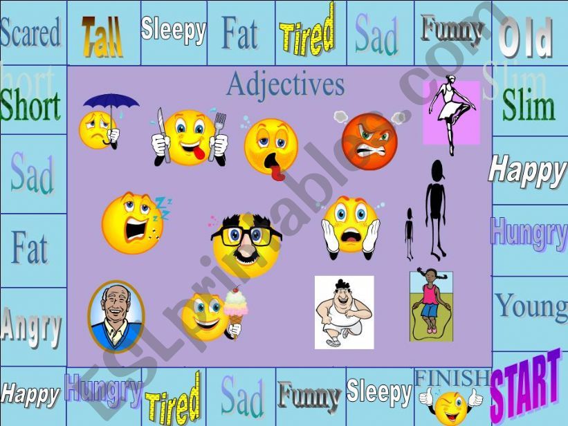 Funny adjectives board game powerpoint