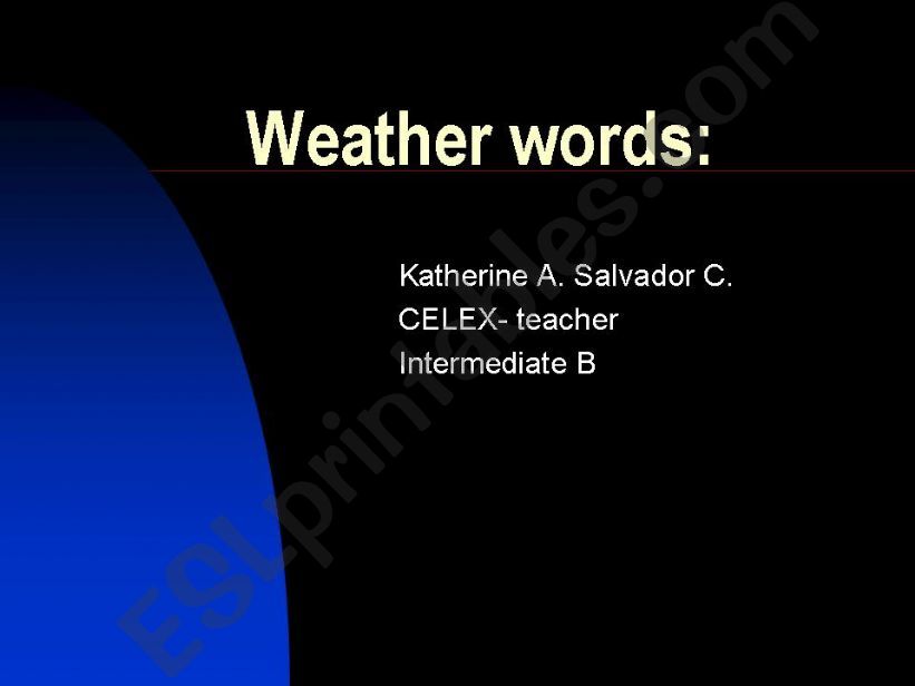 TEACHING WEATHER WORDS powerpoint