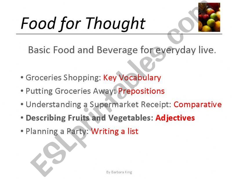Food for Thought - Adjective Order