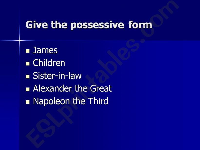 Possessive Nouns - Exercises powerpoint