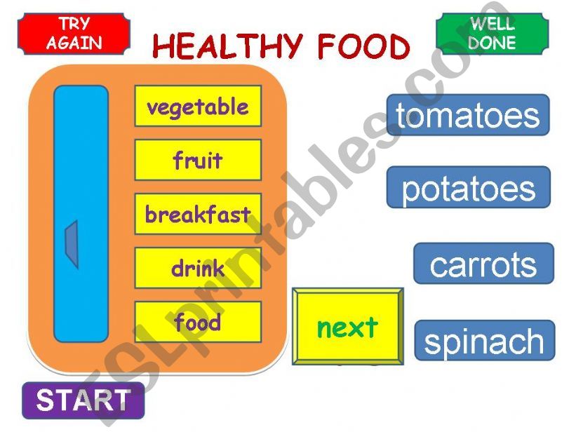 Healthy food(vegetables) with game 