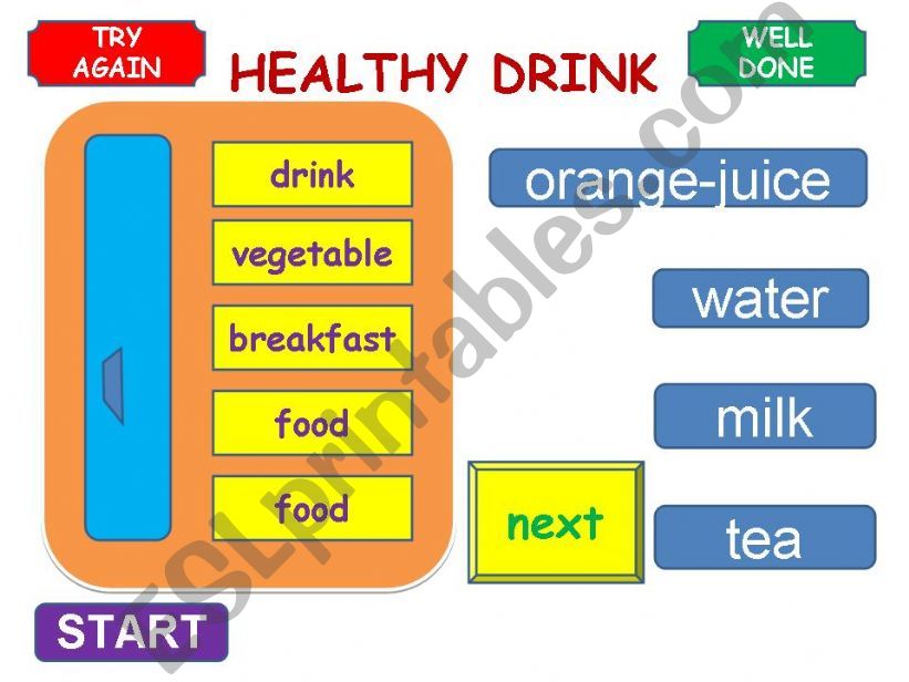 Healthy food(drinks) with game 