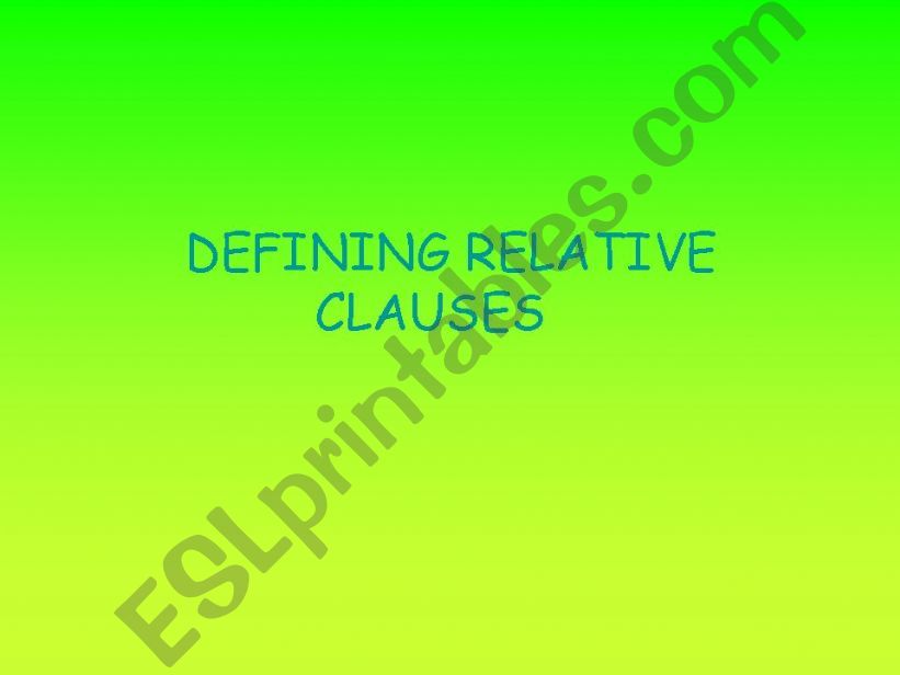 defining relative clauses powerpoint