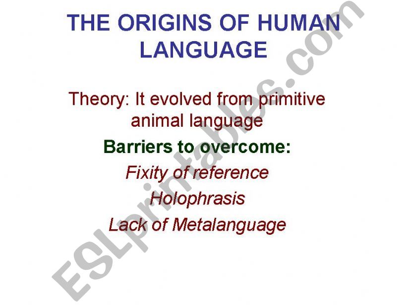origins of human language powerpoint