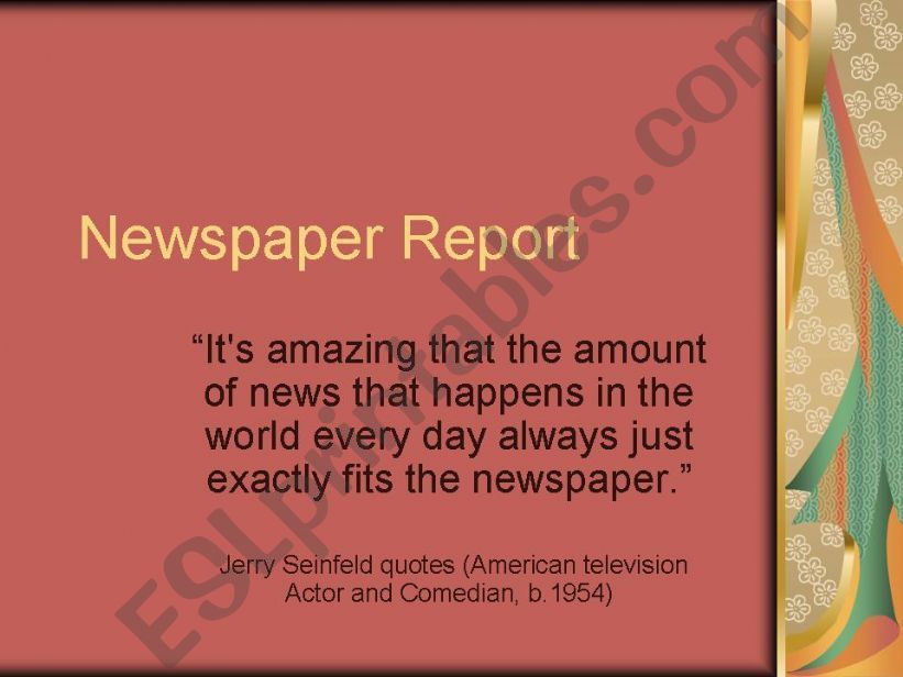 Newspaper Report Writing powerpoint
