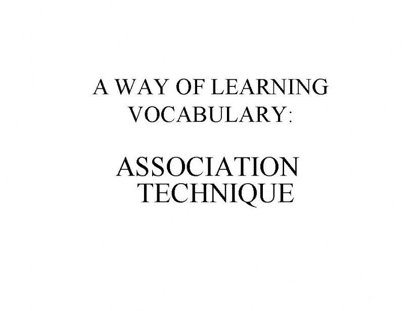 ASSOCIATION TECHNIQUE powerpoint