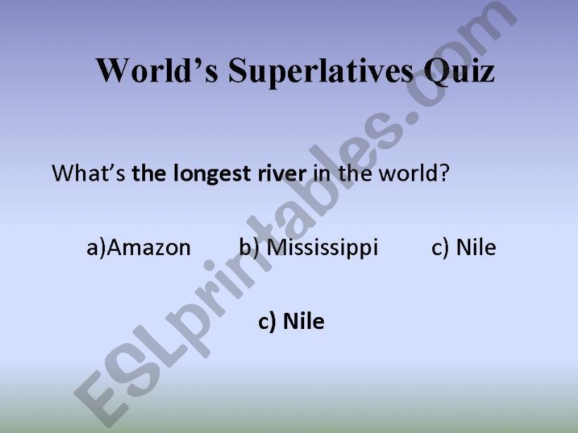 Worlds Superlative quiz powerpoint