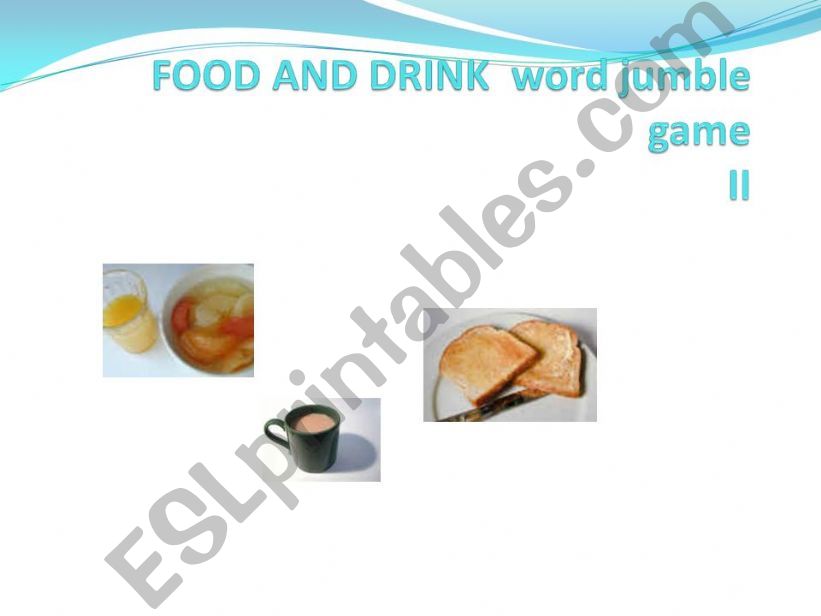Food and Drink Word Jumble Game 2