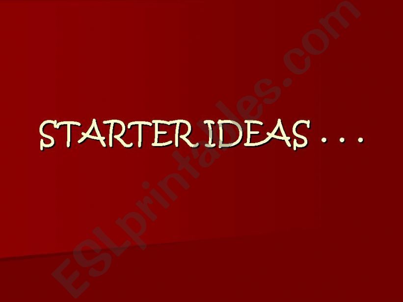 Warm up and starter ideas powerpoint