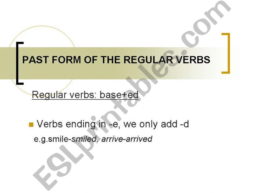 Past forms of the regular verbs