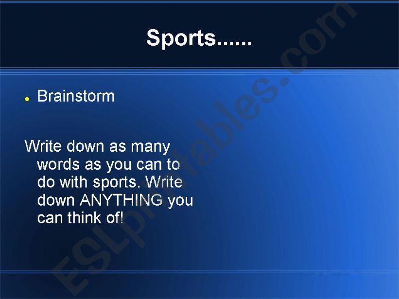 All kinds of sports! powerpoint
