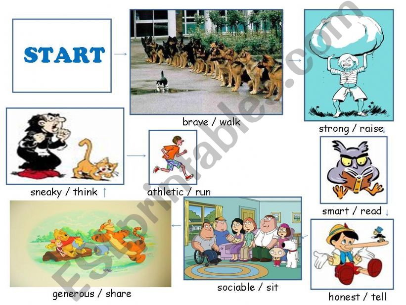 board game - past simple/adjectives