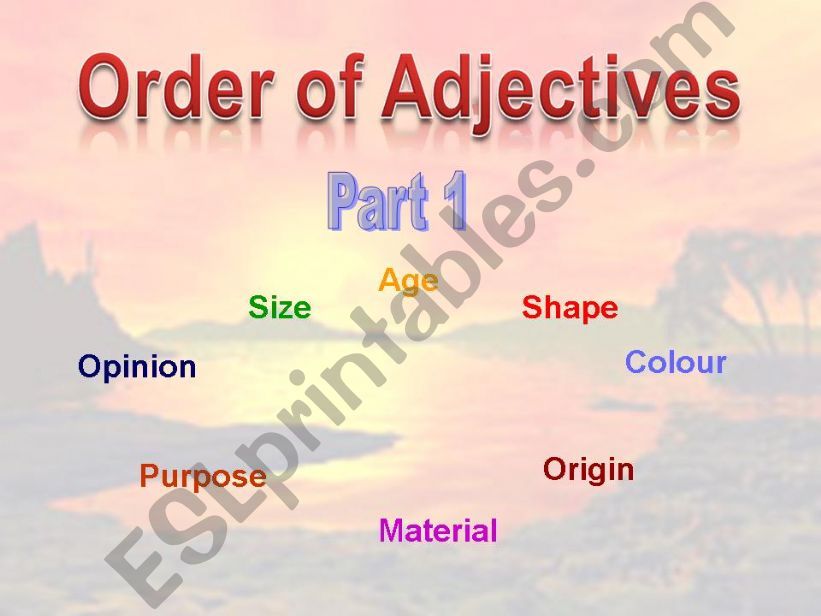 Order of Adjectives - Part 1 powerpoint