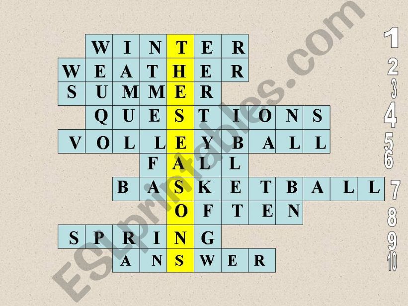 Crossword about weather powerpoint
