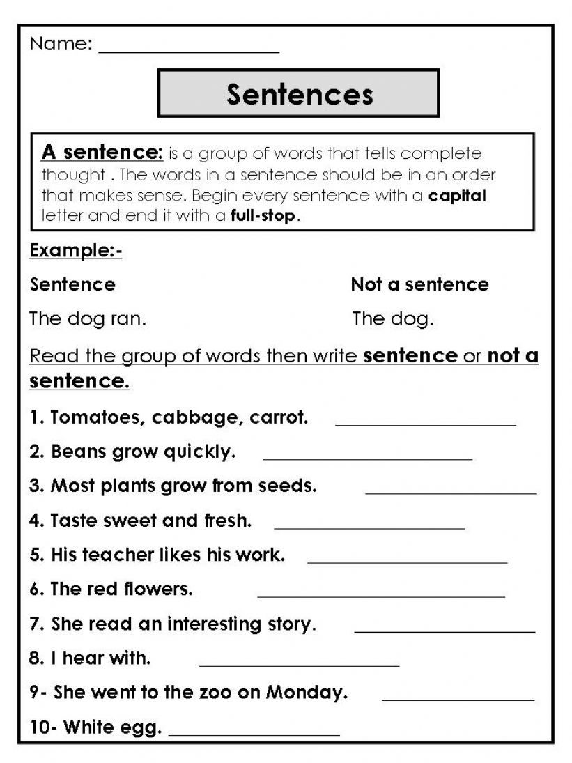 Sentence powerpoint