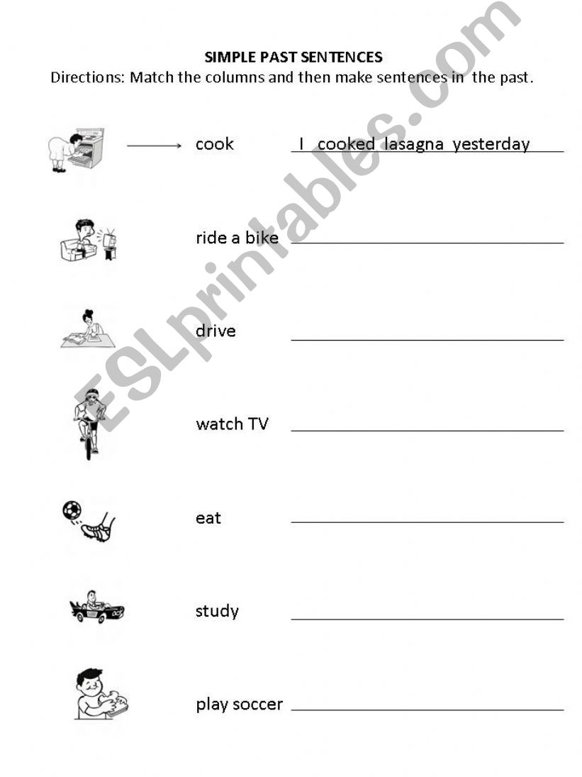 Simple past worksheet  match and write