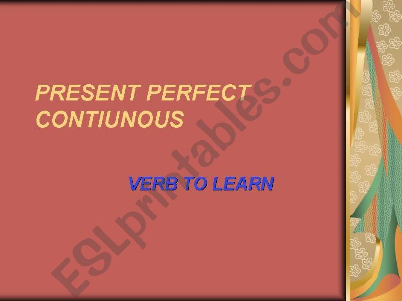 PRESENT PERFECT CONTINUOUS powerpoint