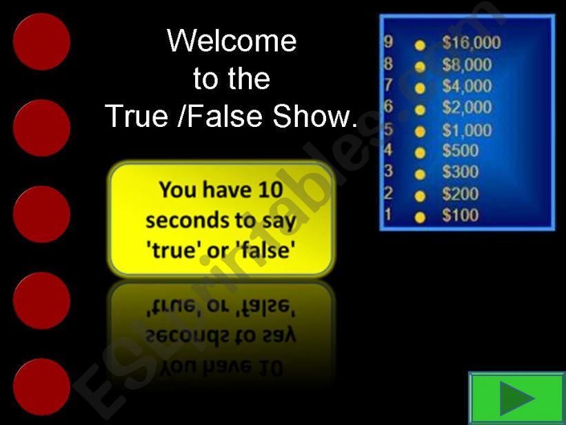 True/False comparative game.  powerpoint