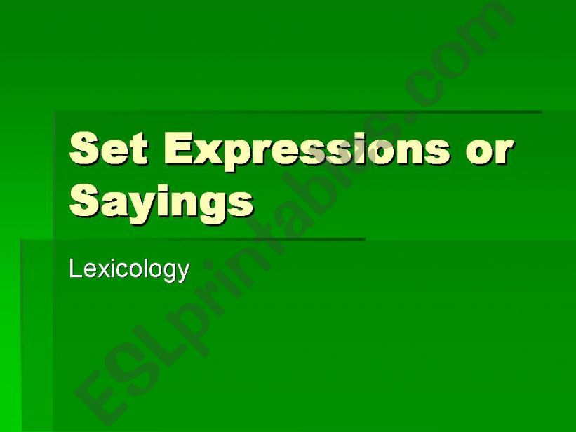 Set expressions powerpoint