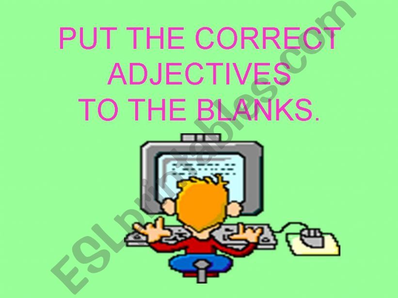 Exercises on adjectives powerpoint