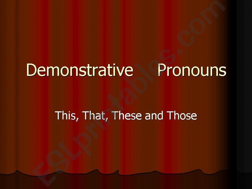 Demonstrative Pronouns powerpoint