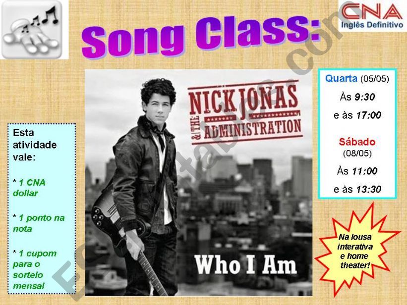 Song activity: Nick Jonas powerpoint