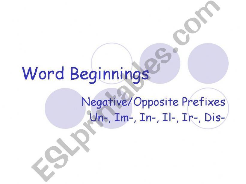 Negative Prefixes powerpoint
