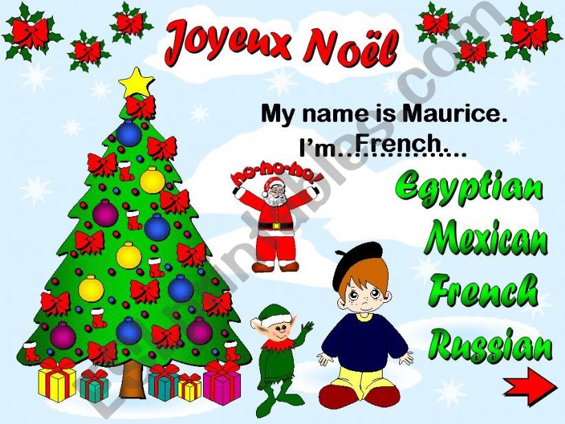 Nationalities & Christmas Greetings  - Game (editable)