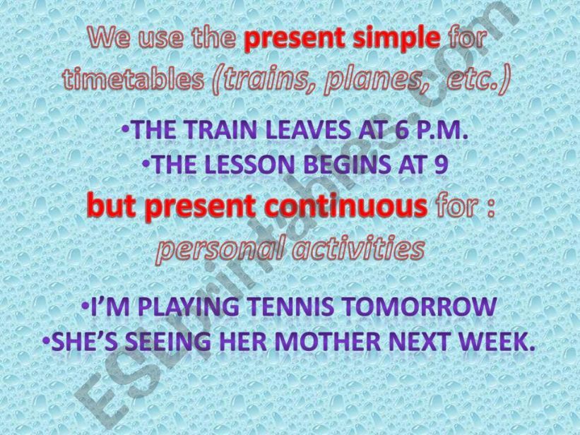 FUTURE using present simple & continuous