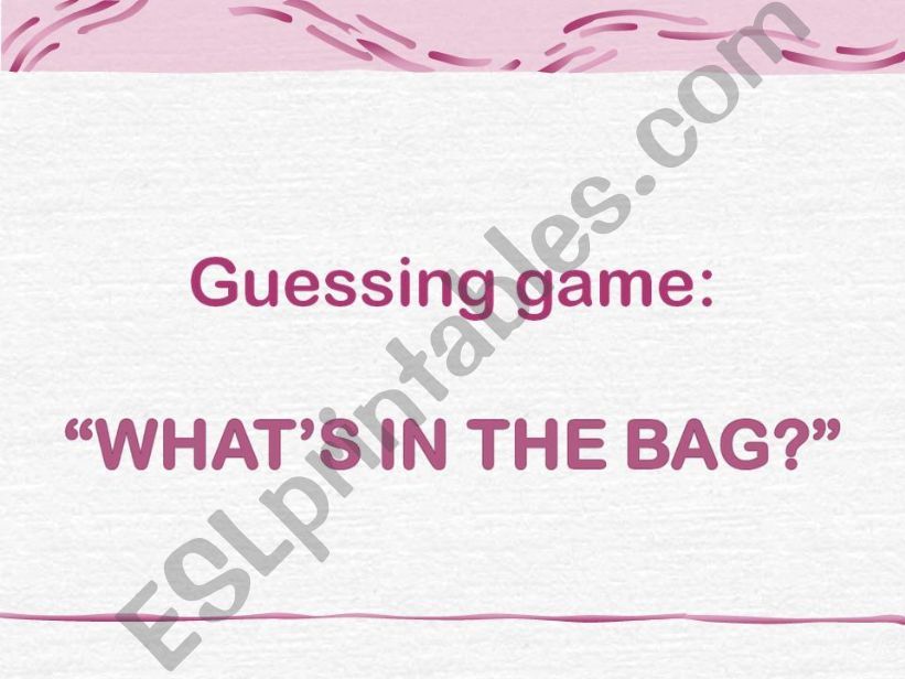 What´s in the bag? powerpoint