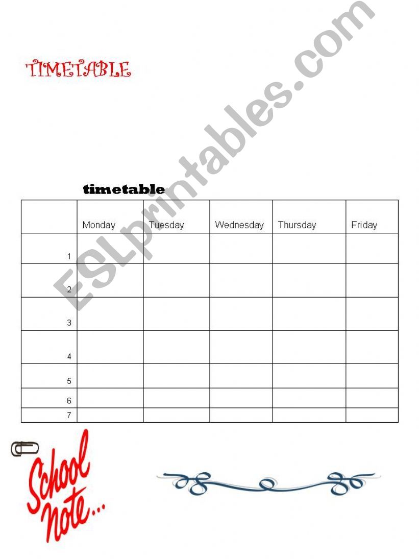 timetable powerpoint