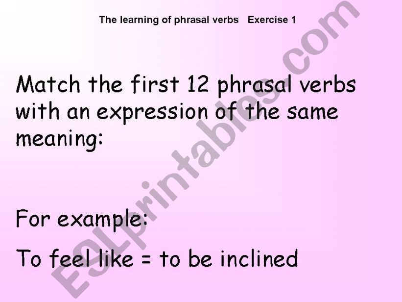 The learning of phrasal verbs powerpoint