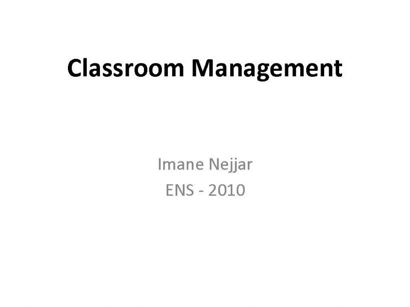 Classroom management powerpoint