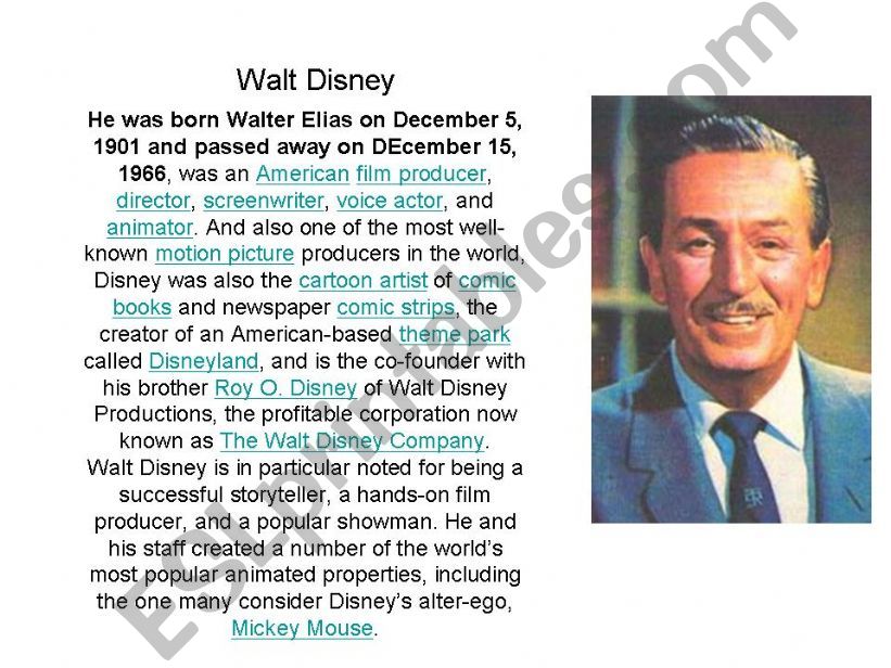The life of Walt Disney powerpoint