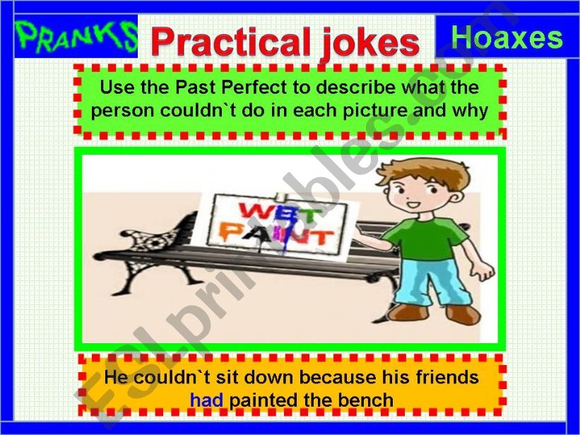 Practical jokes_Past Perfect game