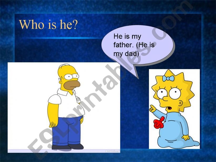 Simpson Family Vocabulary - daughter, son, wife, mother...