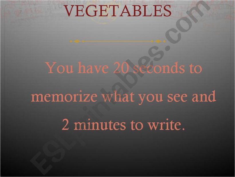 Vegetables: Memory Game powerpoint