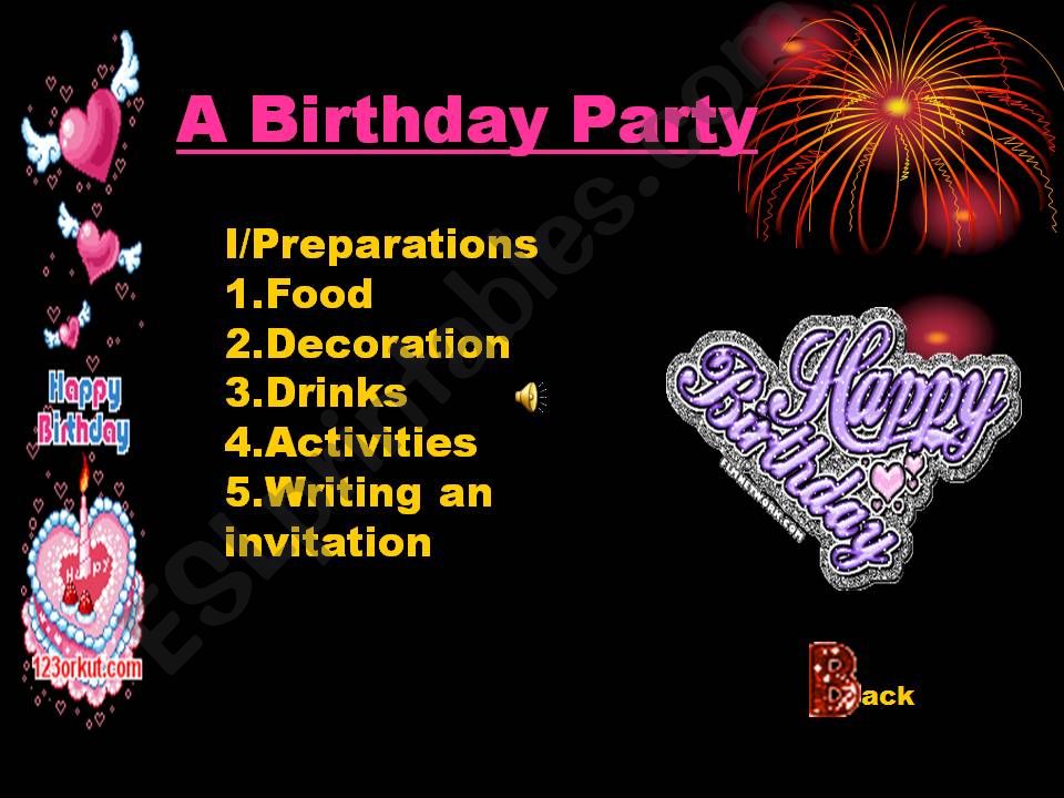 Preparation for a Birthday party(with animation and the birthday song)