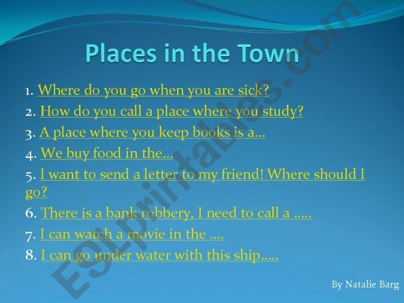 Places in the Town powerpoint
