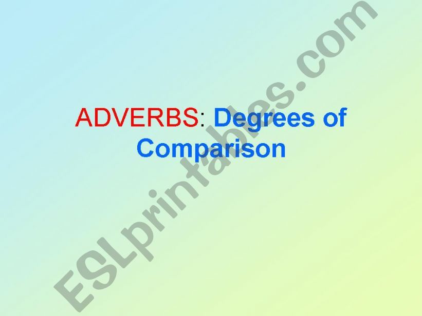 ADVERBS: Degrees of Comparison