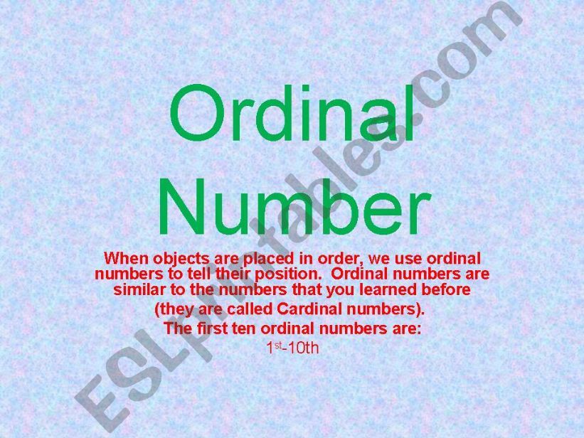 Ordinal number powerpoint