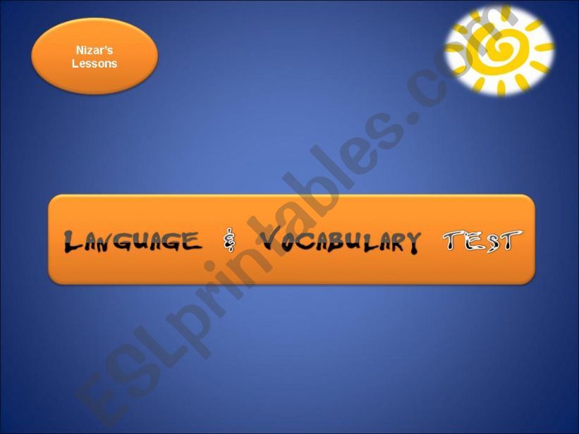 Language and vocabulary test powerpoint