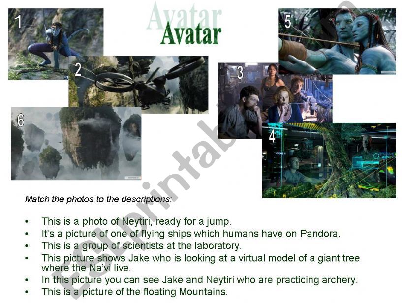 Avatar (lesson based on clips from this movie)