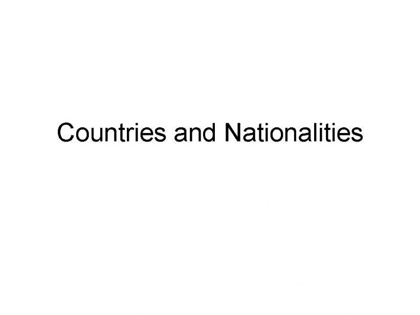 Countries and nationalities powerpoint