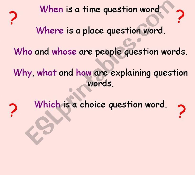 Question words powerpoint