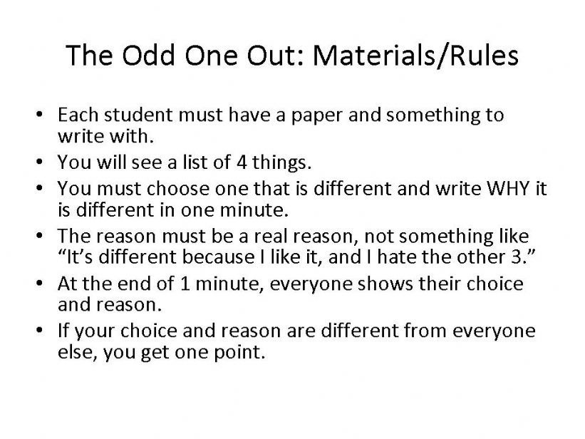 The Old One Out powerpoint