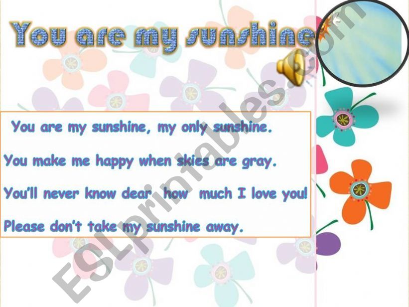 song- you are my sunshine powerpoint