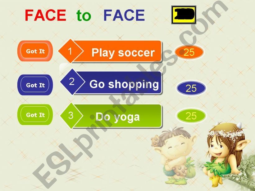 Face to face game powerpoint
